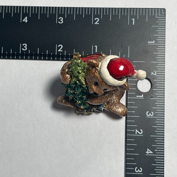 Collectable Teddy with Christmas Tree and Presents Trinket Box Enamel Magnetic - Picture 9 of 9